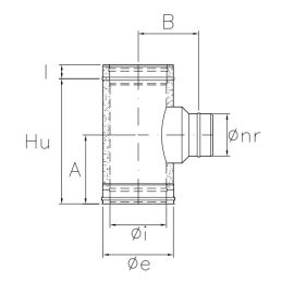 Raccordo a T 90° ridotto monoparete I2T9R ISO25 INOX Canna