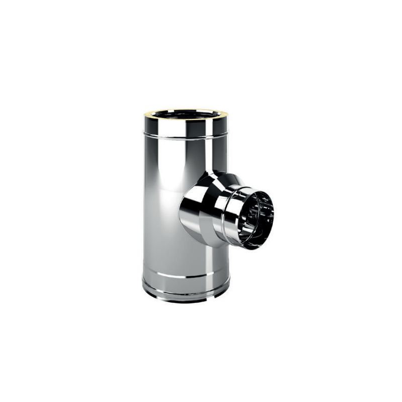 T pipe 90 gradi MONO connection Female double wall flue ISO25 De Marinis Inox