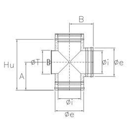 Tee fitting with double wall ISO25 De Marinis Inox flue inspection