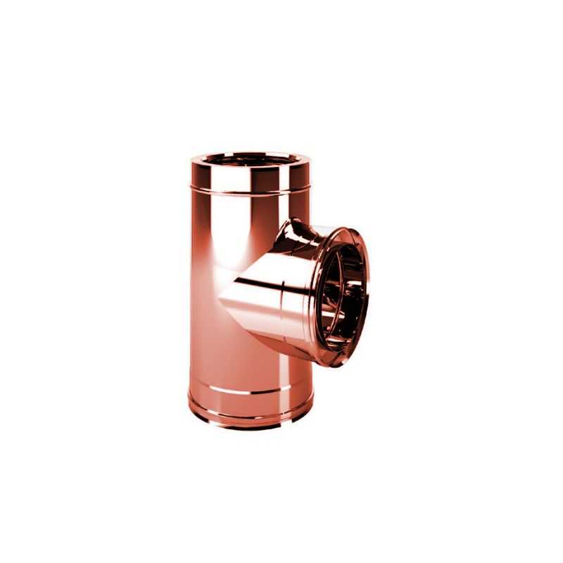 Double wall flue 90 gradi T pipe ISO25 De Marinis Copper