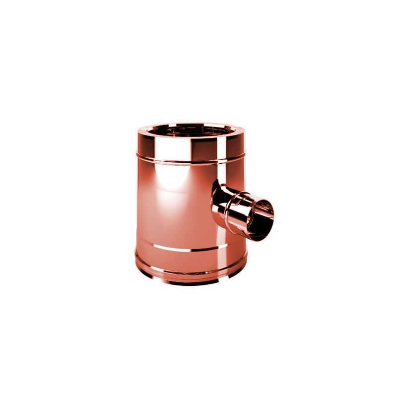 Reduced 90 gradi T pipe 80 mono Male flue double wall ISO25 De Marinis Copper