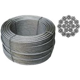 Polished steel rope with 133 anti-twist threads for winches