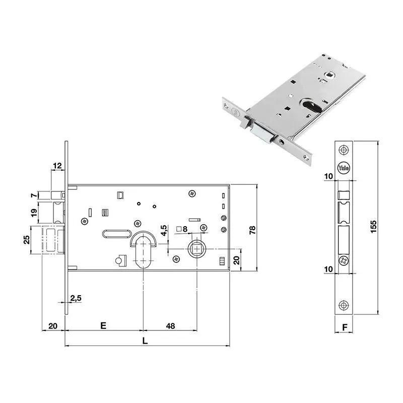Serratura elettrica YALE CORNI Y852 infilare per fascia Serratura elettrica YALE CORNI Y852 infilare per fascia