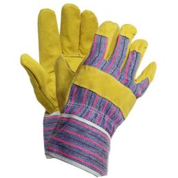 Pig leather glove with back and non-PPE canvas sleeve