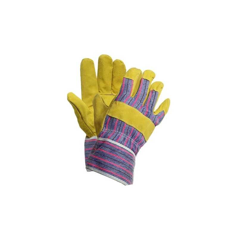 Pig leather glove with back and non-PPE canvas sleeve