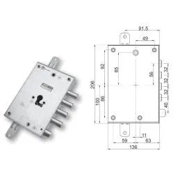 Serratura porta blindata Mottura 89.8571D/32Q triplice 1/2g DIBI
