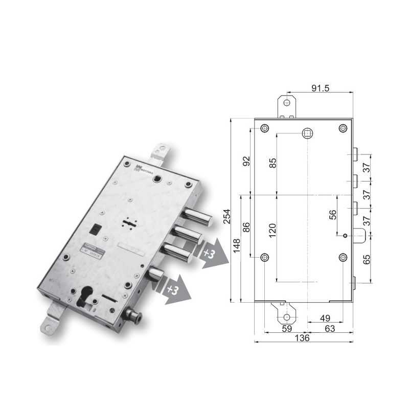 Serratura porta blindata Mottura 89.588DB plurisistema DIBI