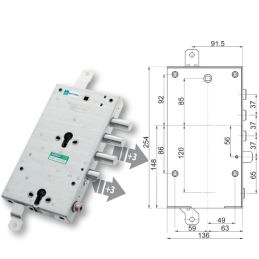 Serratura porta blindata Mottura 894388D/S7MB per DIBI