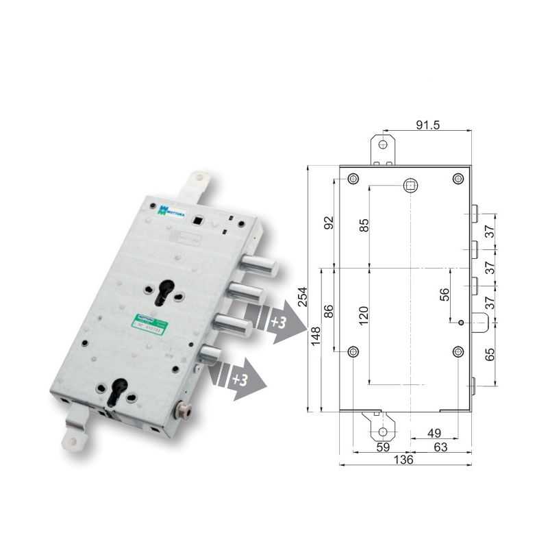 Serratura porta blindata Mottura 894388D/S7MB per DIBI