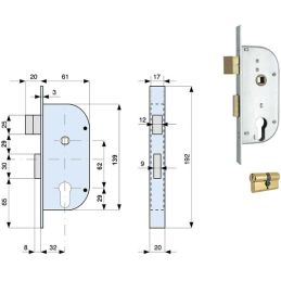 Serratura impennata infilare MG MONTI 148 320