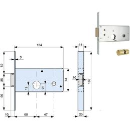 Serratura per fascia MG MONTI 805 602 134x64