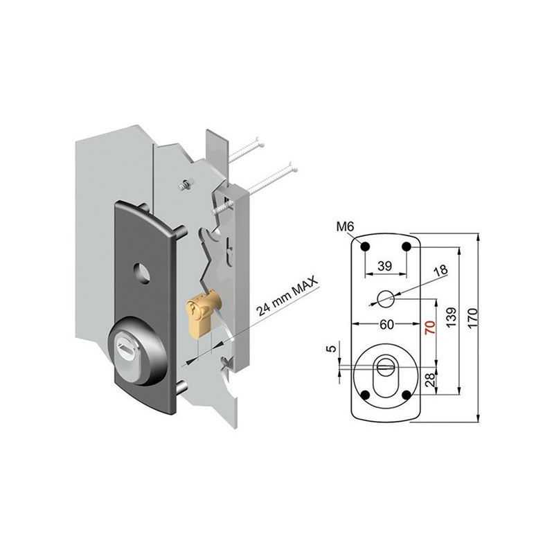 Anti-tear plate for swing door lock DISEC DN130PD1