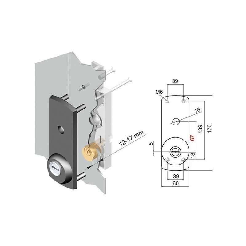 DISEC DN24PST anti-tear plate for up-and-over shutter lock