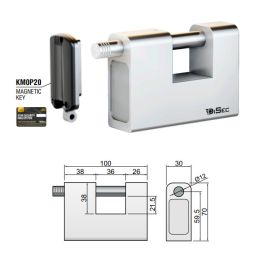 DISEC MG600 Stainless steel rectangular padlock for rolling