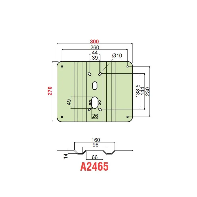 Corrugated plate reinforcement for DISEC A2465 300x240 overhead locks