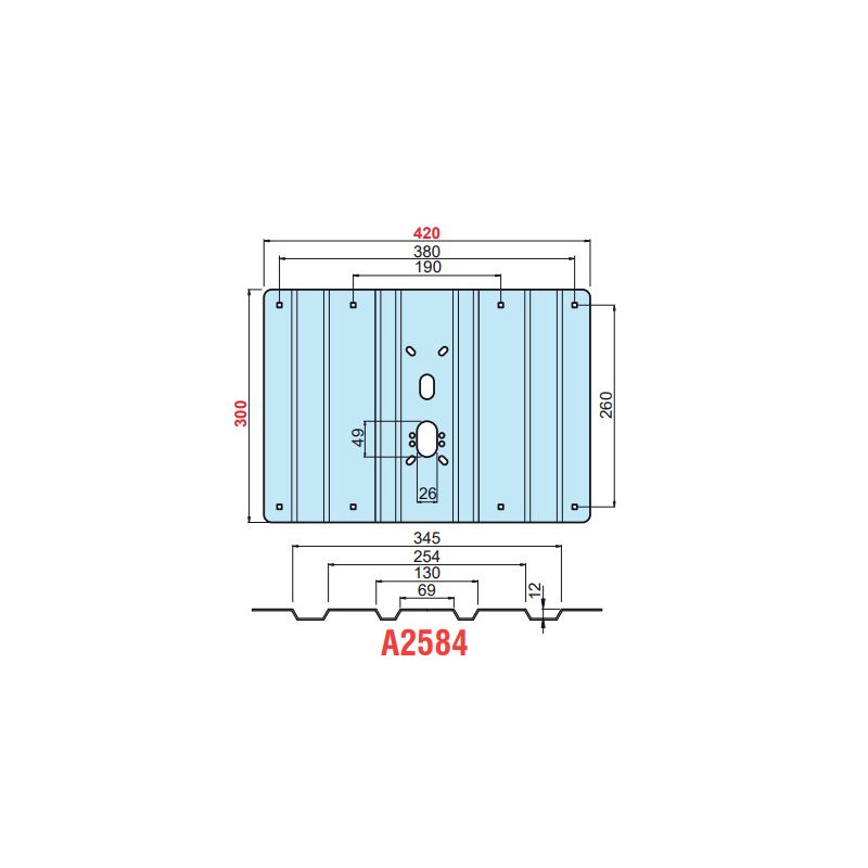 Corrugated plate reinforcement for DISEC A2584 420x300 overhead locks