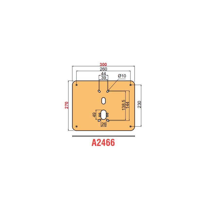 Smooth plate reinforcement for DISEC A2466 300x240 overhead locks