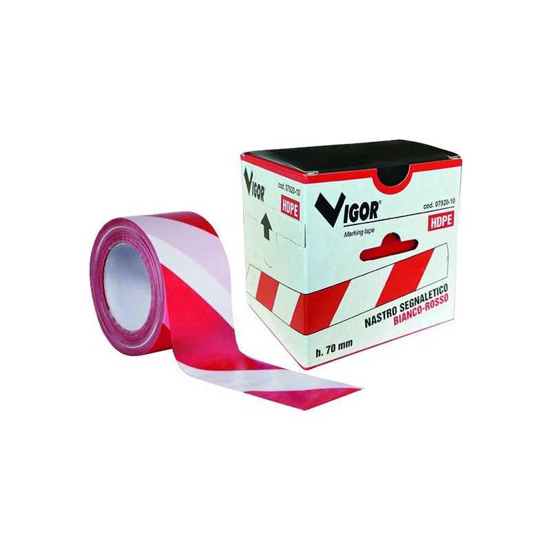 Signal tape white / red roll 200 mtl