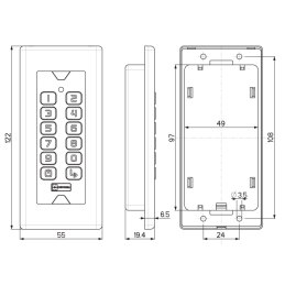 Mottura 99BDGT flush-mounted B-DIGIT numeric keypad for lock