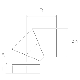 90 ° bend SDC9 DESIGN thickness 2mm for wood stoves