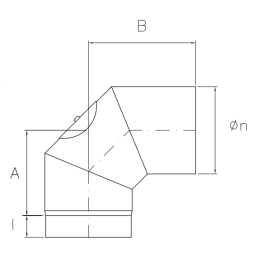 90 ° bend with SDC9 DESIGN INSPECTION 2mm thickness for wood stoves