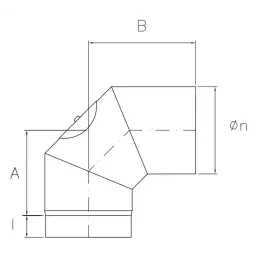 90 ° bend with SDC9 DESIGN INSPECTION 2mm thickness for wood stoves
