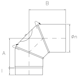 0-90 ° swivel bend with SDC9IG DESIGN INSPECTION 2mm thickness for wood stoves