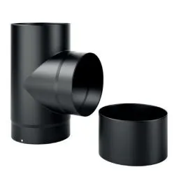 90 ° Tee fitting with SDT9 DESIGN 2mm thick plug for wood stoves