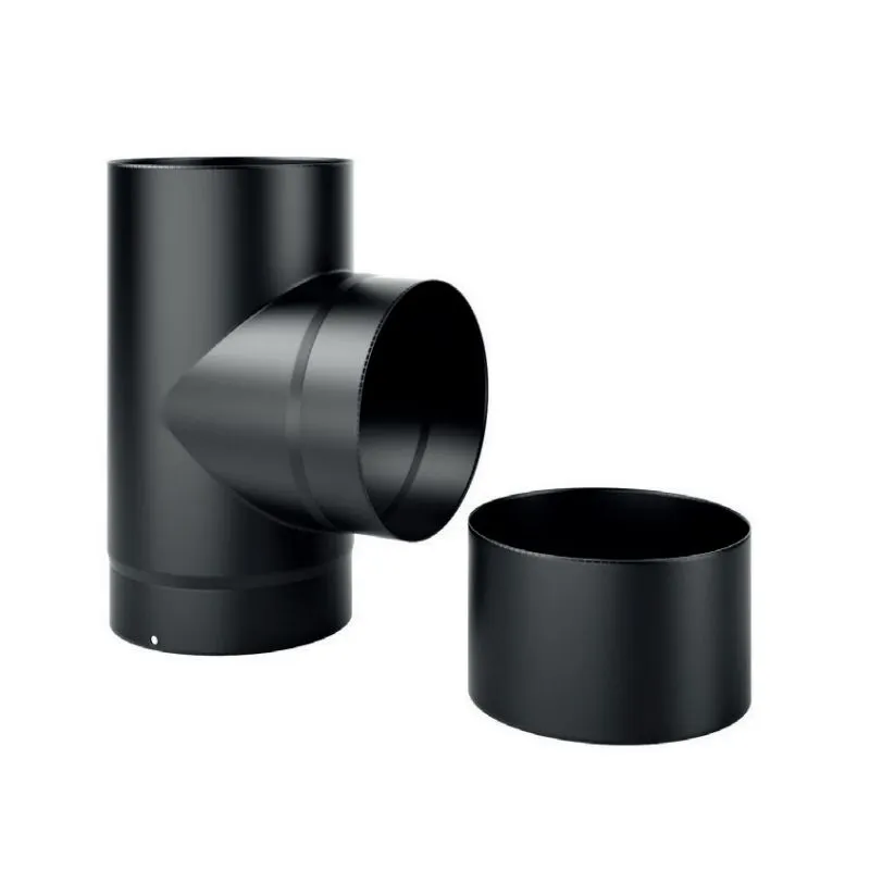 90 ° Tee fitting with SDT9 DESIGN 2mm thick plug for wood stoves 90 ° Tee fitting with SDT9 DESIGN 2mm thick plug for wood stoves