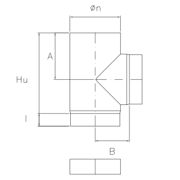 90 ° Tee fitting with SDT9 DESIGN 2mm thick plug for wood stoves