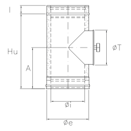 High temperature round cap inspection module I2ITH ISO25 Stainless steel Double wall flue