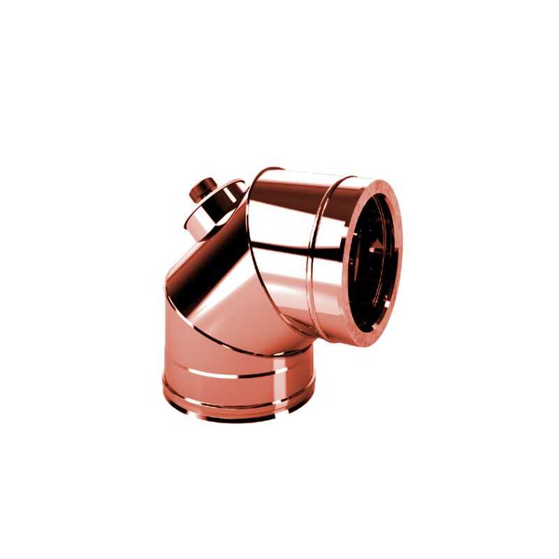 90° bend with inspection of double wall flue ISO25 De Marinis Copper