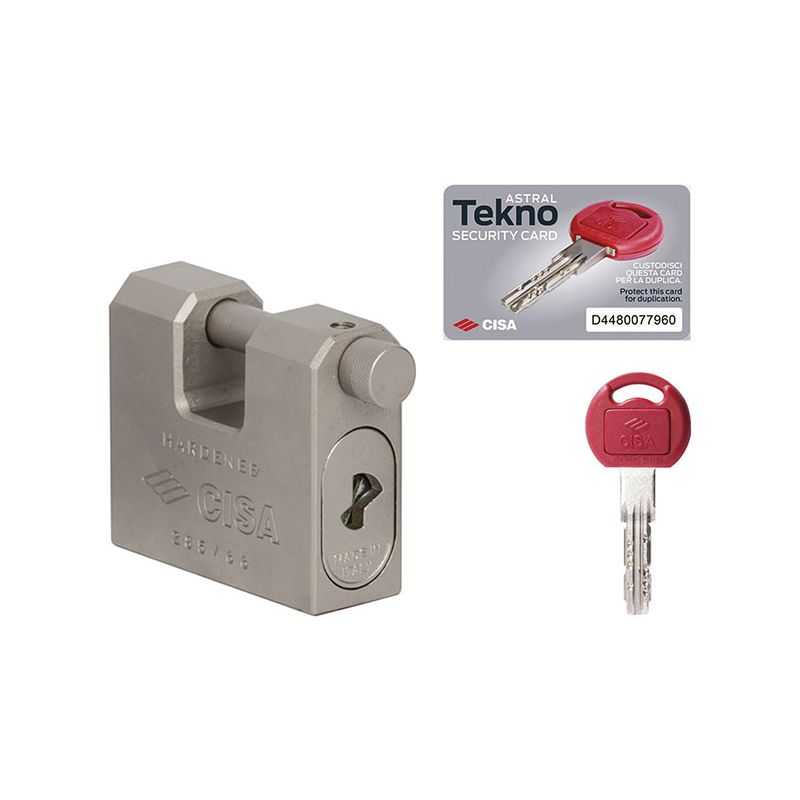 Cisa 28550 steel armored monobloc padlock with ASTRAL TEKNO