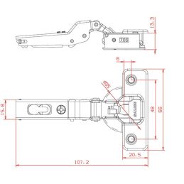 Decelerated hinge for movable doors 110° base 35mm neck 9 Salice C7A6GE9