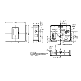 Termostufa a pellet Thermorossi SLIMQUADRO IDRA 14 Cristallo