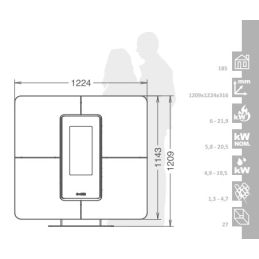 Termostufa a pellet Thermorossi SLIMQUADRO IDRA MAXI