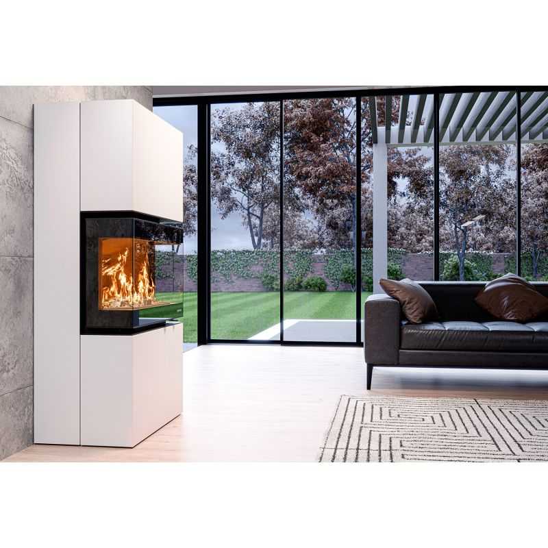 Three-sided wood-burning fireplace TRILOGIE Thermorossi 10.5 kW