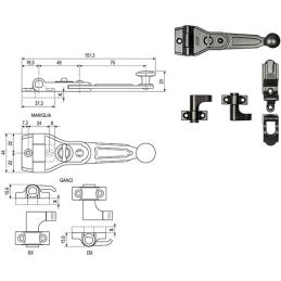 Spagnoletta AGB Abaco Kit per anta 903.15.93