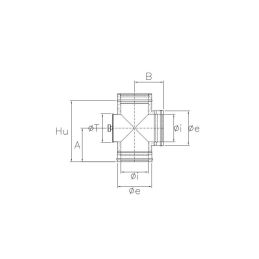 90° T-Pipe with Inspection RM2TC ISO25 HAMMERED COPPER Double Wall Chimney