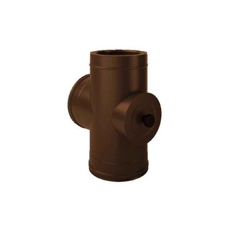 90° T-Pipe with Inspection RM2TC ISO25 HAMMERED COPPER Double Wall Chimney