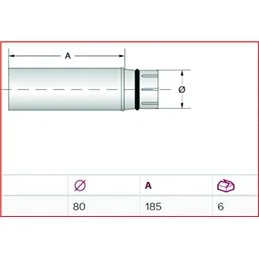 Tubo da 0,25 metro d. 80mm ALA ECO PELLET nero opaco per stufe a pellet