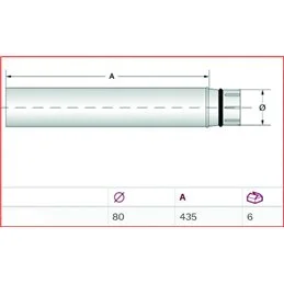 Tubo da 0,5 metro d. 80mm ALA ECO PELLET nero opaco per stufe a pellet