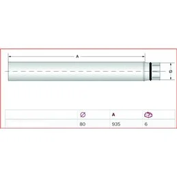 Tubo da 1 metro d. 80mm ALA ECO PELLET nero opaco per stufe a pellet