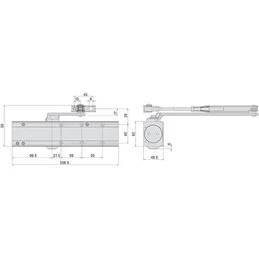 Cisa door closer C1611.05 multi-strength type from top with retainer