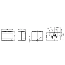 Three-sided wood-burning insert PANORAMA Thermorossi 10.5 kW 5 stars