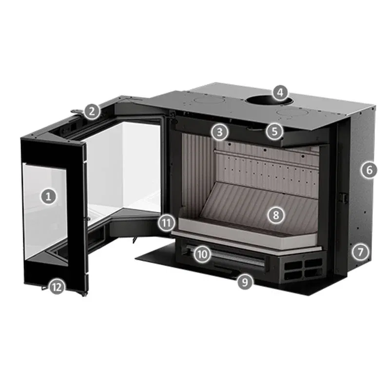 PANORAMA Thermorossi 10.5 kW 5 star corner wood insert