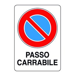 Cartello segnale in plastica 300X200 PASSO CARRABILE