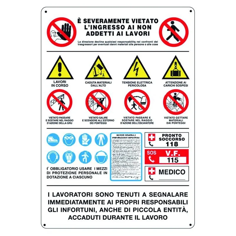 '12 notices and general rules' signpost for construction site