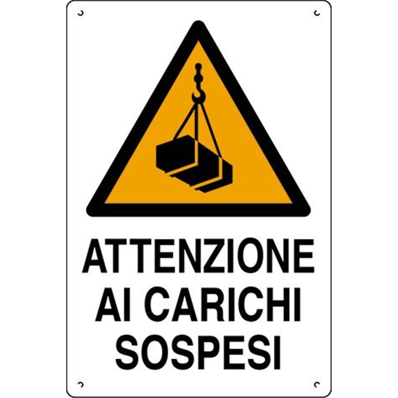 Plastic sign 60x40cm ATTENZIONE CARICHI SOSPESI