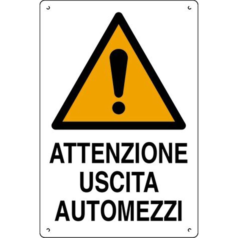 Plastic sign 60x40cm ATTENZIONE USCITA AUTOMEZZI